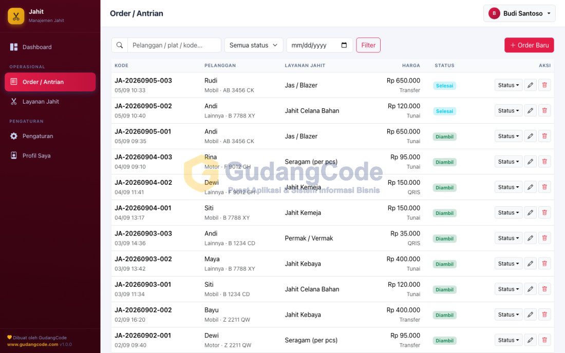 Tailor & Garment Order Management App