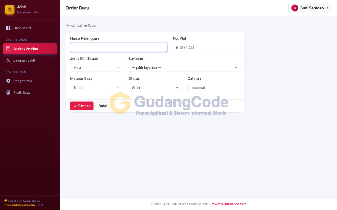 Tailor & Garment Order Management App