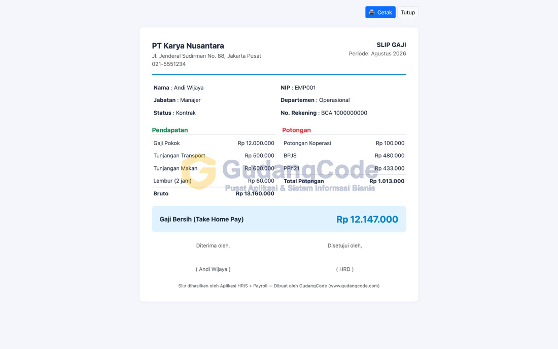 Aplikasi HRIS + Payroll - Aplikasi HRIS + Payroll — Screenshot 4
