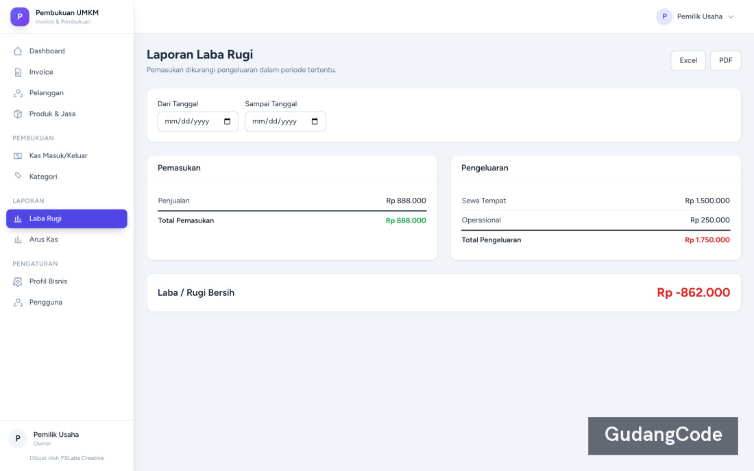 UMKM Bookkeeping & Invoice Application
