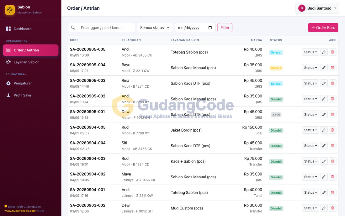 Screen Printing & Merch Order Management App