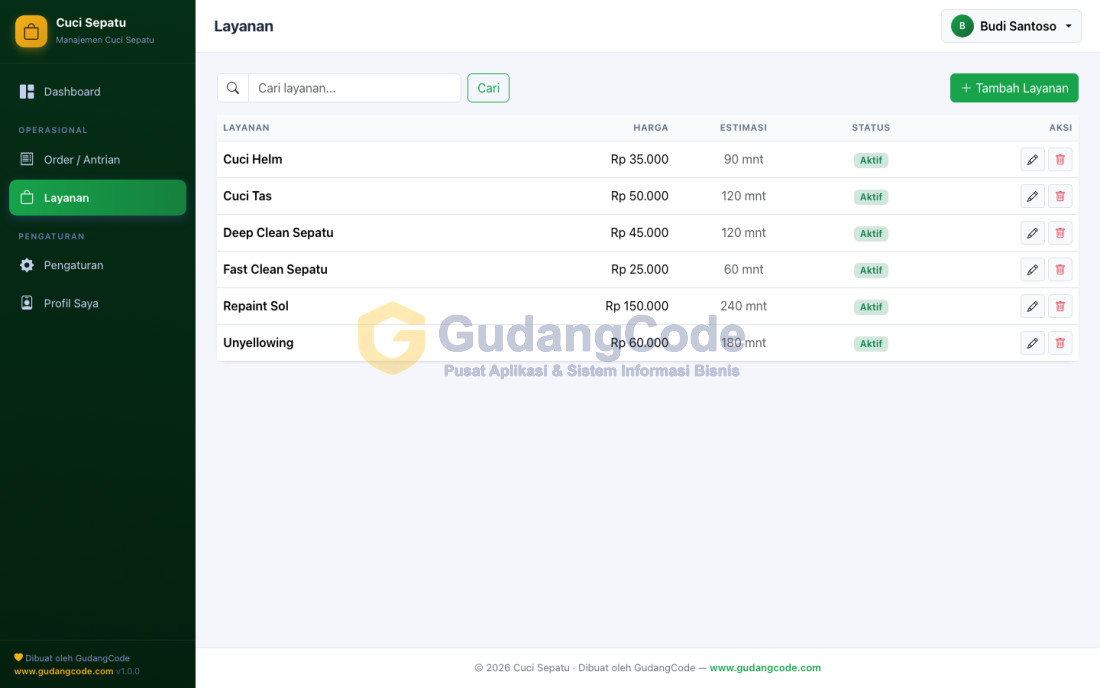 Aplikasi Manajemen Cuci Sepatu & Tas - Aplikasi Manajemen Cuci Sepatu & Tas — Screenshot 2