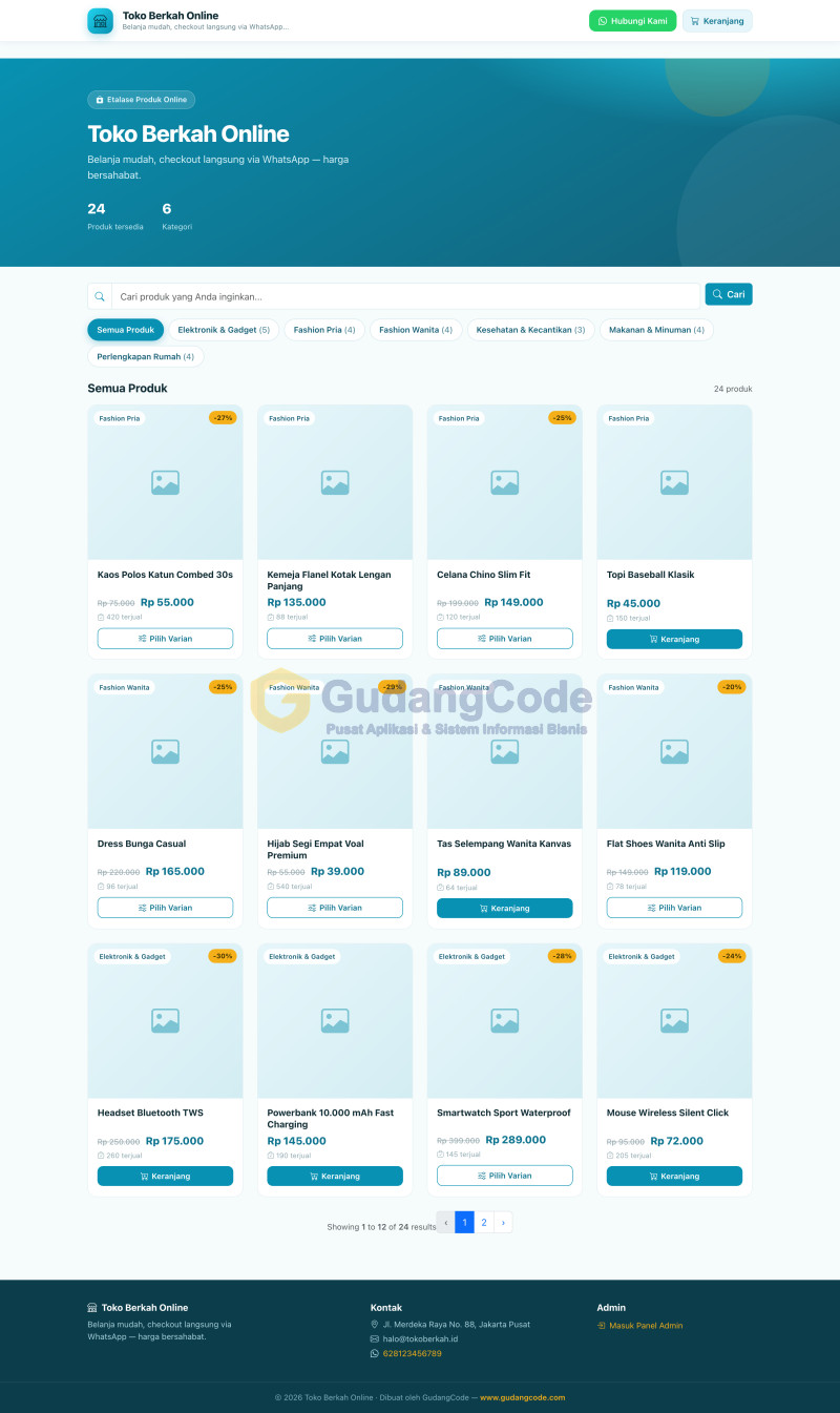 Aplikasi Toko Online + Checkout WhatsApp
