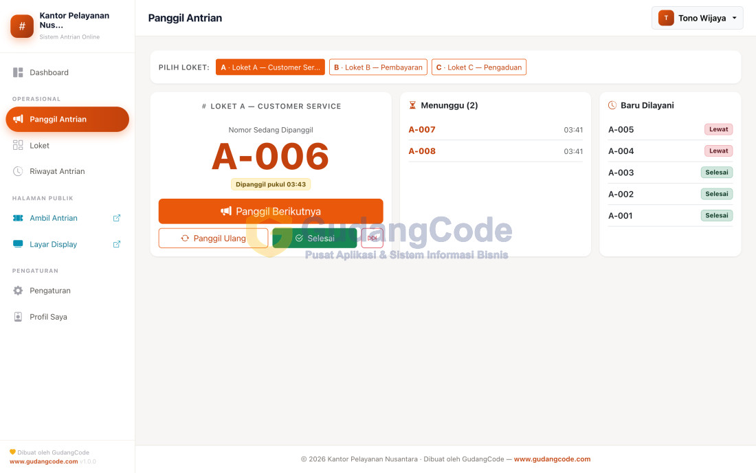 Online Queue Number App