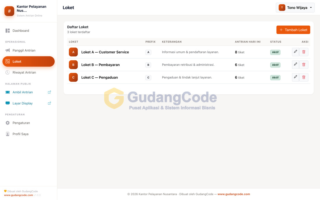 Online Queue Number App