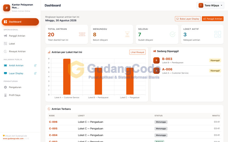 Online Queue Number App